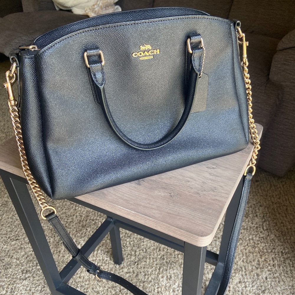 Black Coach Satchel with Gold Hardware